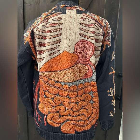 Women's Black Anatomical Print Light-weight Sweatshirt - Size M - Picture 7 of 11